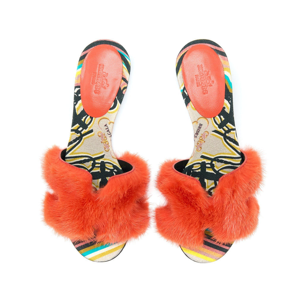 HERMES ORAN MINK SANDAL ORANGE/MULTICOLOUR