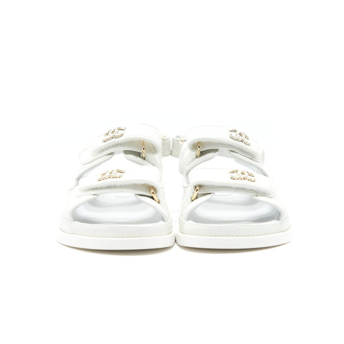 CHANEL DAD SANDALS LEATHER SANDAL WHITE