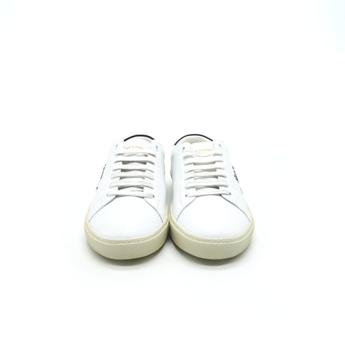 SAINT LAURENT COURT CLASSIC LOW TOP LEATHER SNEAKERS