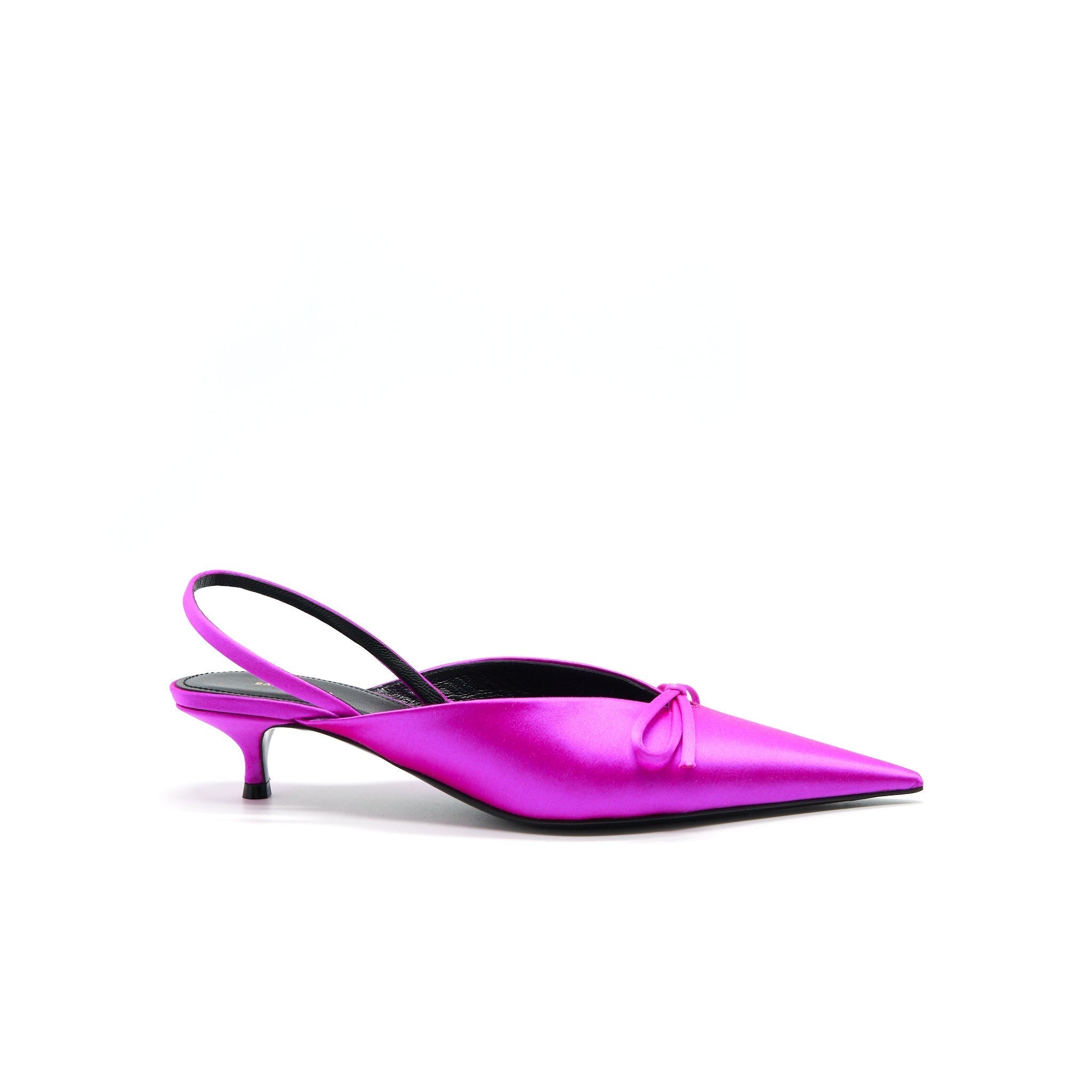 BALENCIAGA KNIFE BOW-EMBELLISHED SATIN SLINGBACK PUMPS