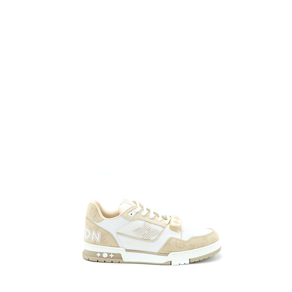 LOUIS VUITTON TRAINER SNEAKER MONOGRAM DENIM BEIGE