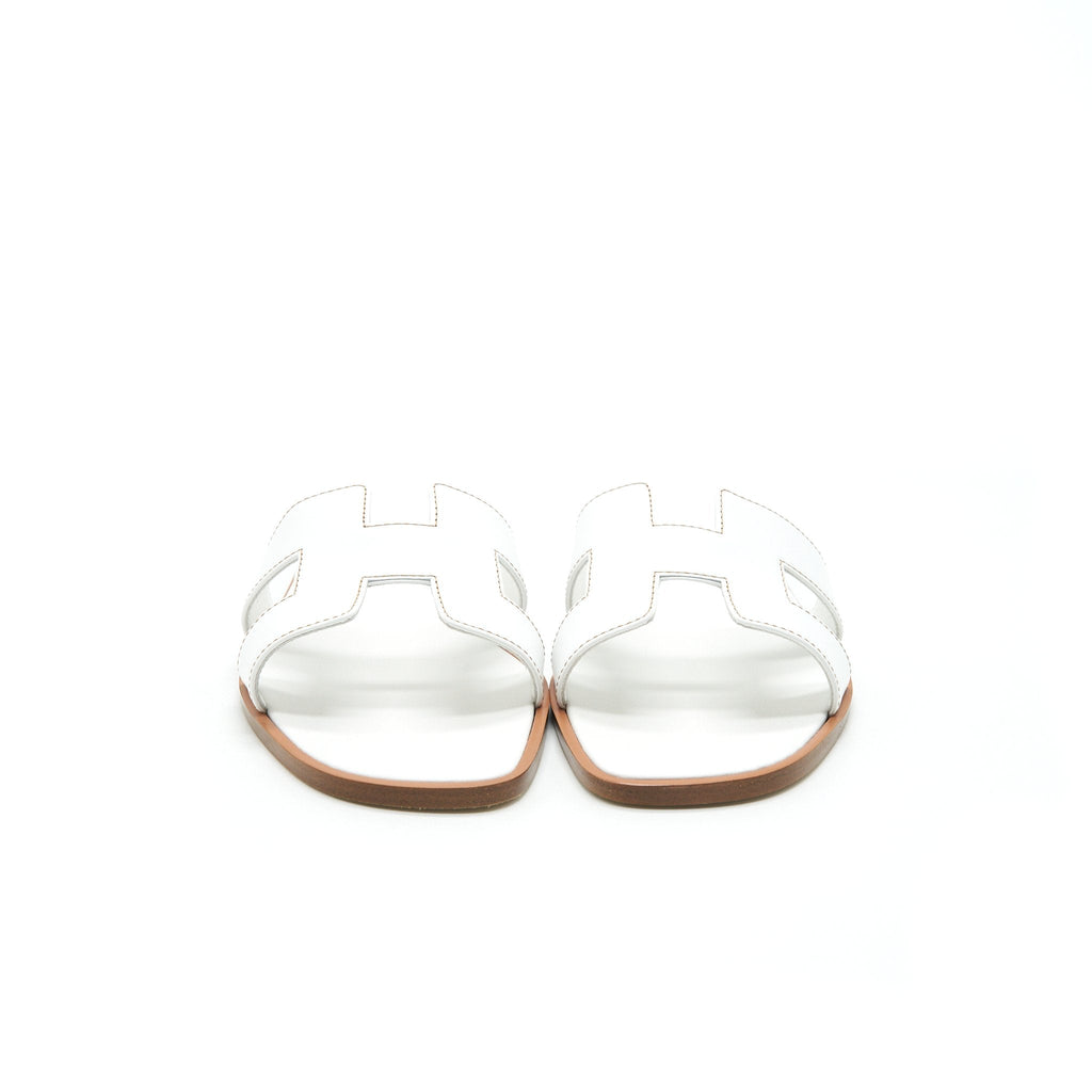 HERMES ORAN SANDAL BLANC BOX LEATHER