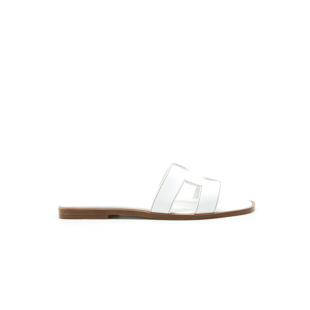 HERMES ORAN SANDAL BLANC BOX LEATHER