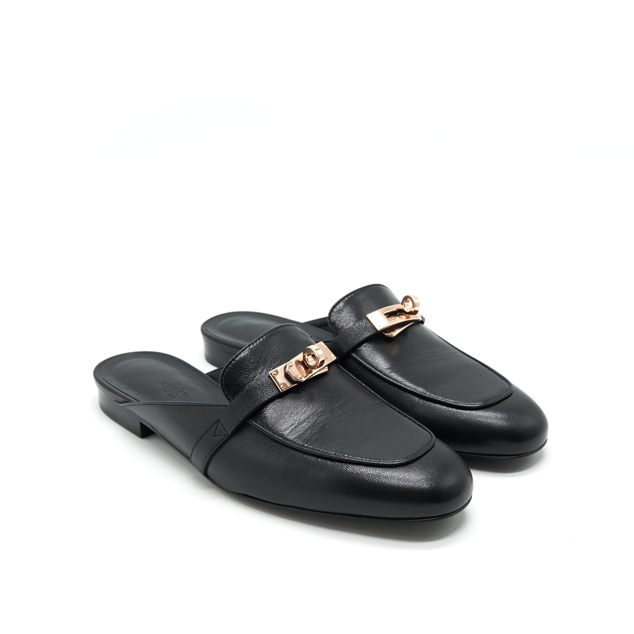 HERMES OZ MULE BLACK WITH RGHW