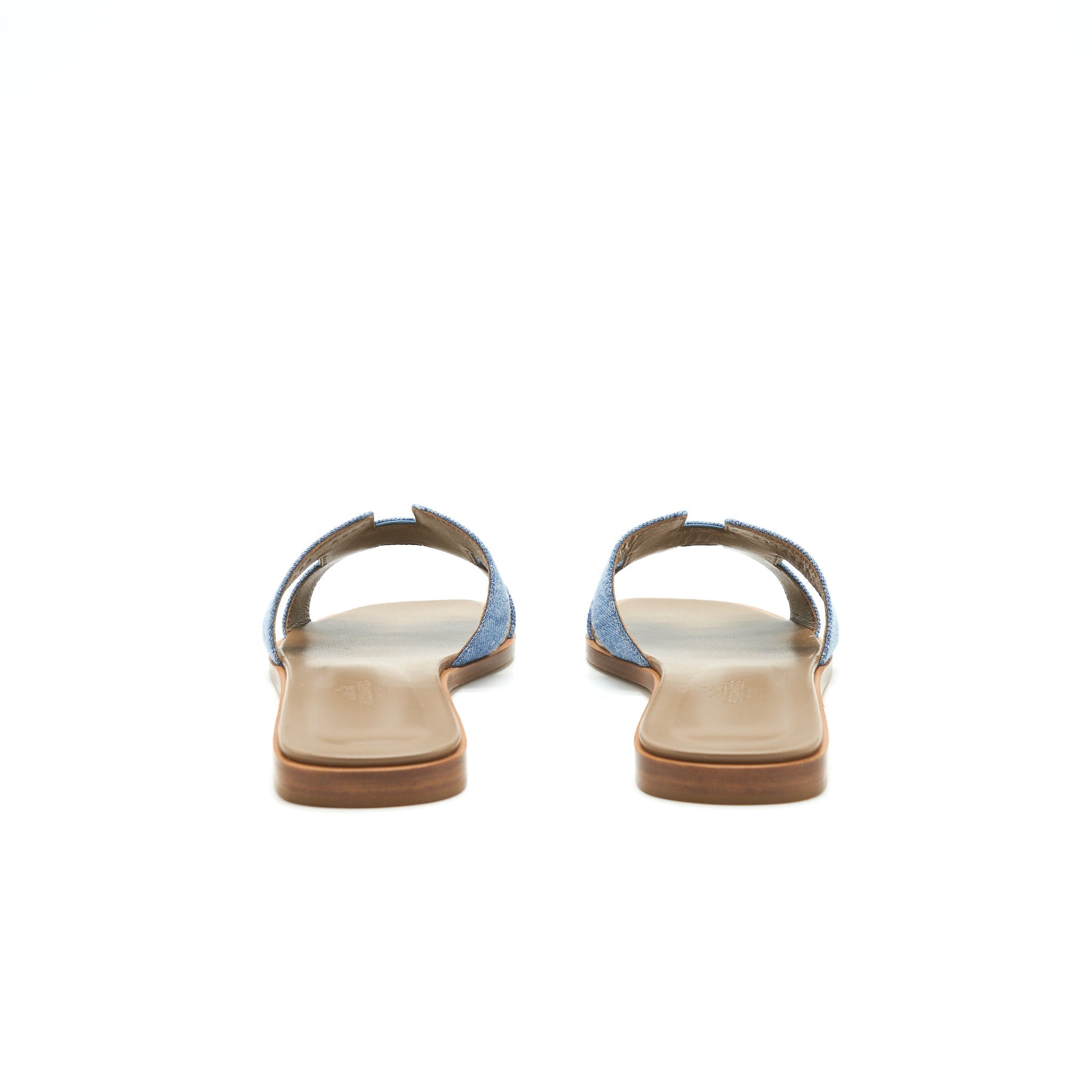 HERMES ORAN SANDALS DENIM CANVAS BLUE CLAIR