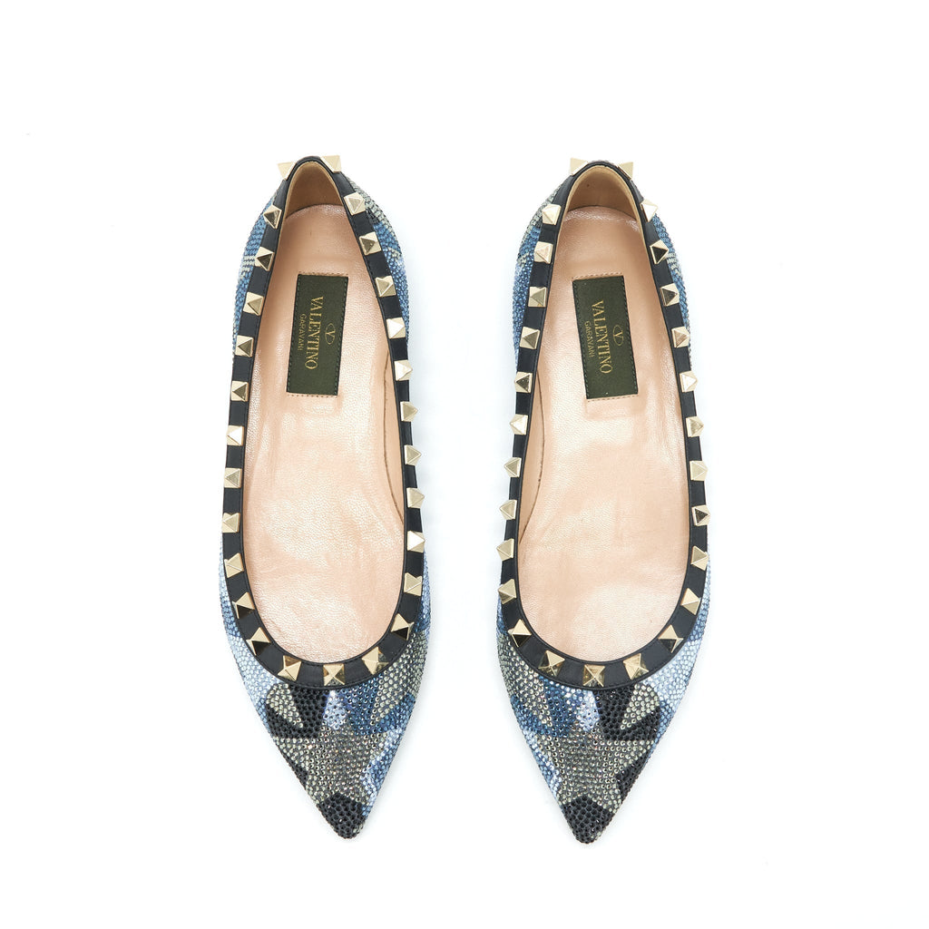 VALENTINO CRYSTAL ROCKSTUD FLAT MULTICOLOURE