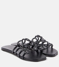 LOEWE PETAL ANAGRAM SLIDE IN BLACK CALFSKIN