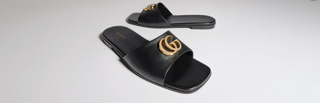 GUCCI SLIDE SANDAL WITH DOUBLE G BLACK