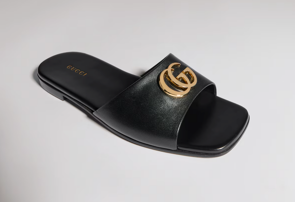 GUCCI SLIDE SANDAL WITH DOUBLE G BLACK