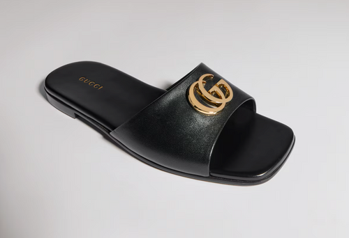 GUCCI SLIDE SANDAL WITH DOUBLE G BLACK