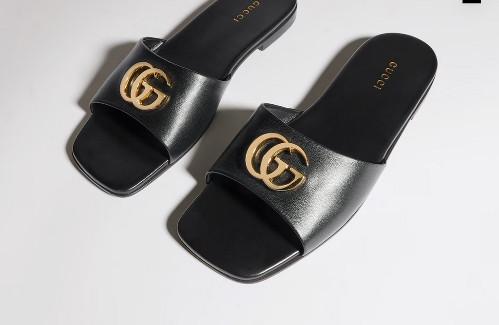 GUCCI SLIDE SANDAL WITH DOUBLE G BLACK