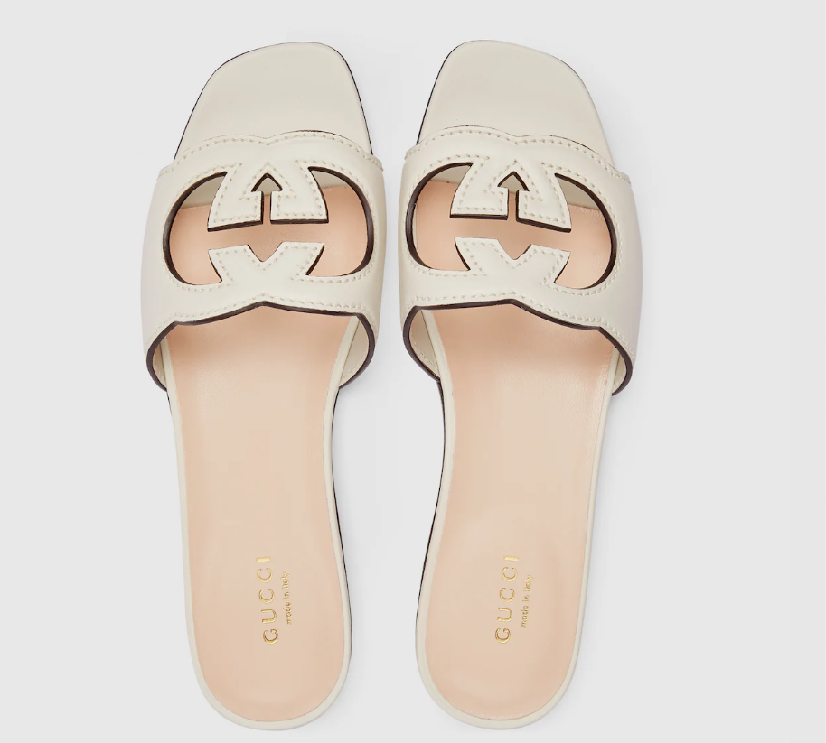 GUCCI SLIDE SANDAL WITH INTERLOCKING G WHITE