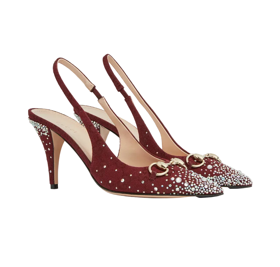 GUCCI SLINGBACK PUMP WITH CRYSTAL HORSEBIT