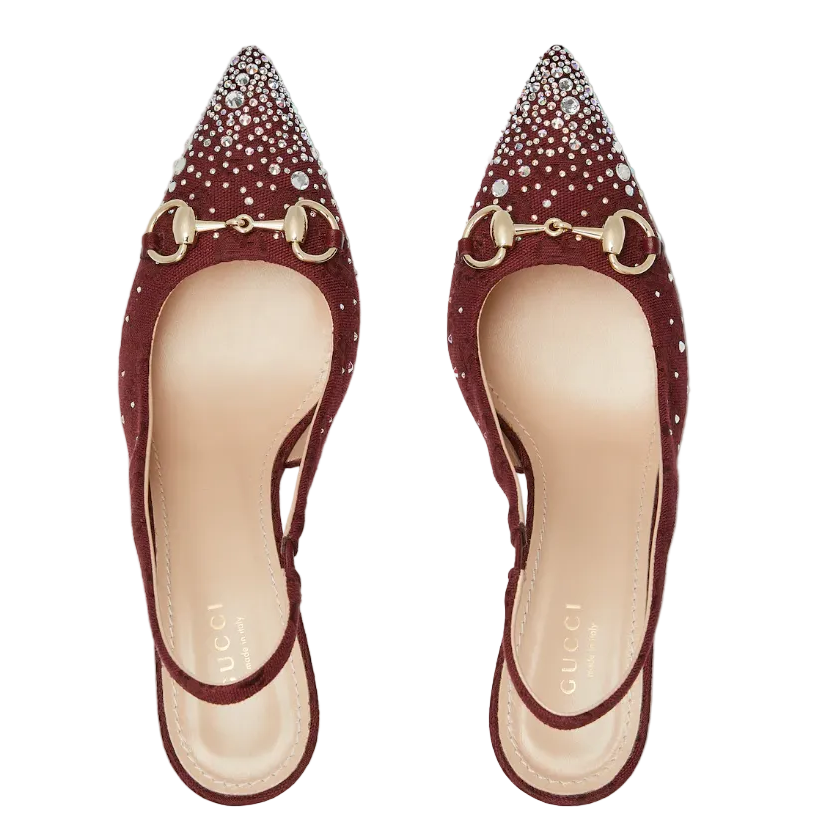 GUCCI SLINGBACK PUMP WITH CRYSTAL HORSEBIT