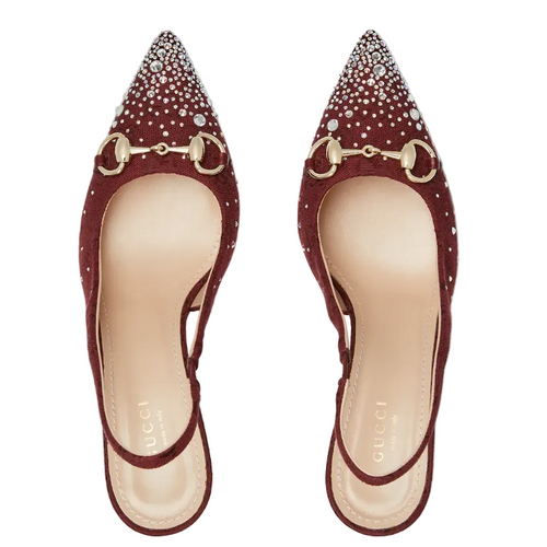 GUCCI SLINGBACK PUMP WITH CRYSTAL HORSEBIT