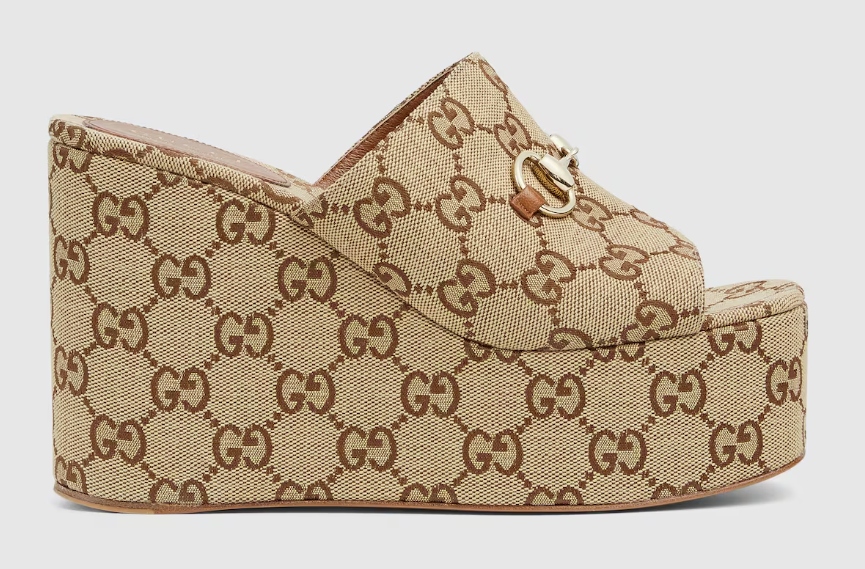 GUCCI WEDGE SANDAL WITH HORSEBIT