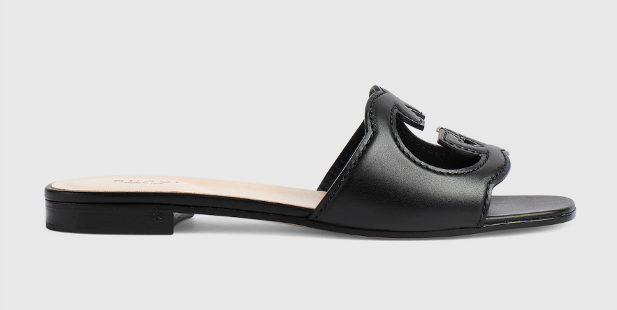 GUCCI SLIDE SANDAL WITH INTERLOCKING G BLACK