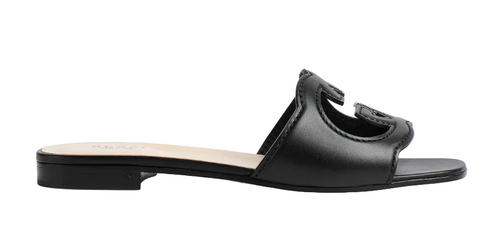 GUCCI SLIDE SANDAL WITH INTERLOCKING G BLACK