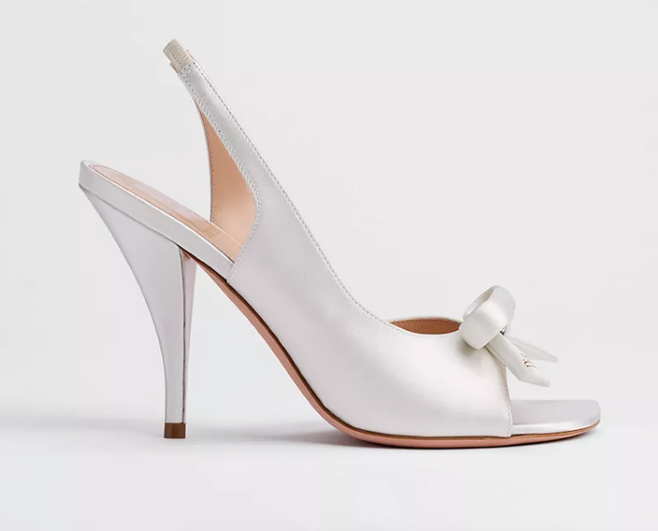 DIOR BOW HEELED SLINGBACK SANDAL WHITE