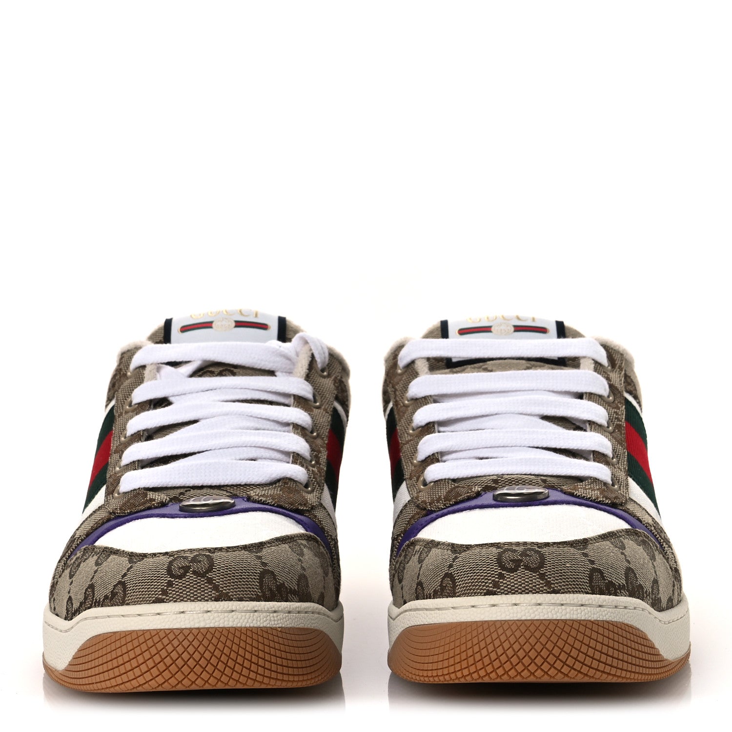 CALFSKIN LAME GG MONOGRAM WEB MENS SCREENER SNEAKERS
