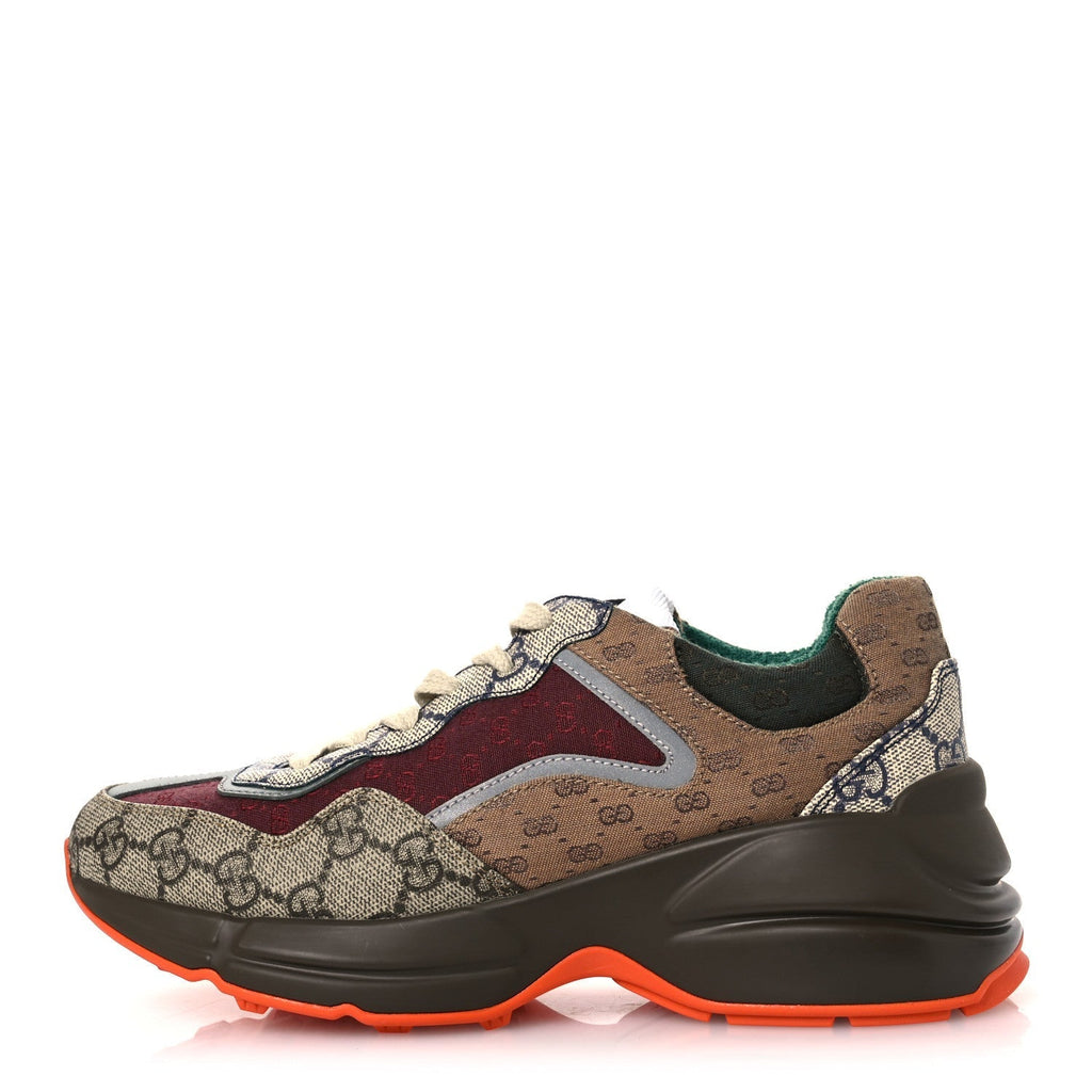 GG SUPREME MONOGRAM MIX MONOGRAM WOMENS RHYTON SNEAKERS BORDEAUX BEIGE EBONY