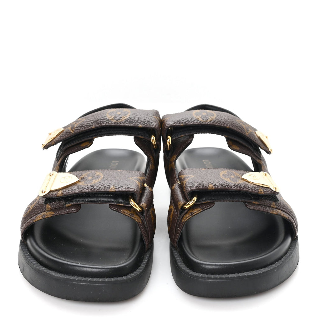 MONOGRAM LV SUNSET COMFORT FLAT SANDALS CACAO BROWN