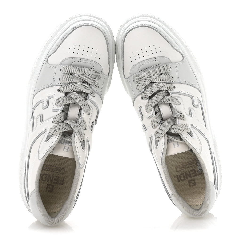SUEDE VITELLO FENDI LOGO MATCH LOW TOP SNEAKERS CREAM TOBACCO BLACK