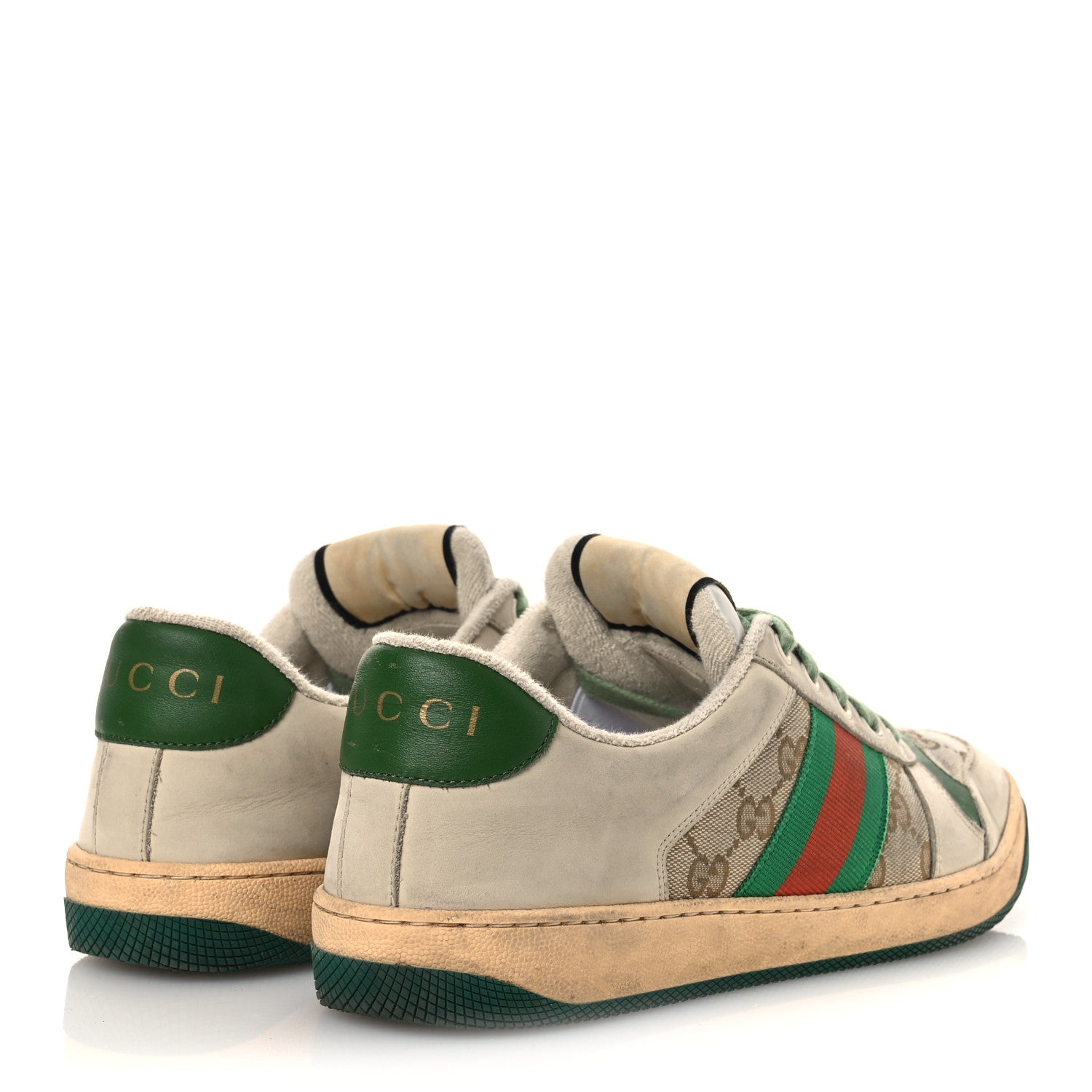 GG MONOGRAM NUBUCK WEB WOMENS SCREENER SNEAKERS NEW SAND DUSTY MILK VINTAGE GREEN