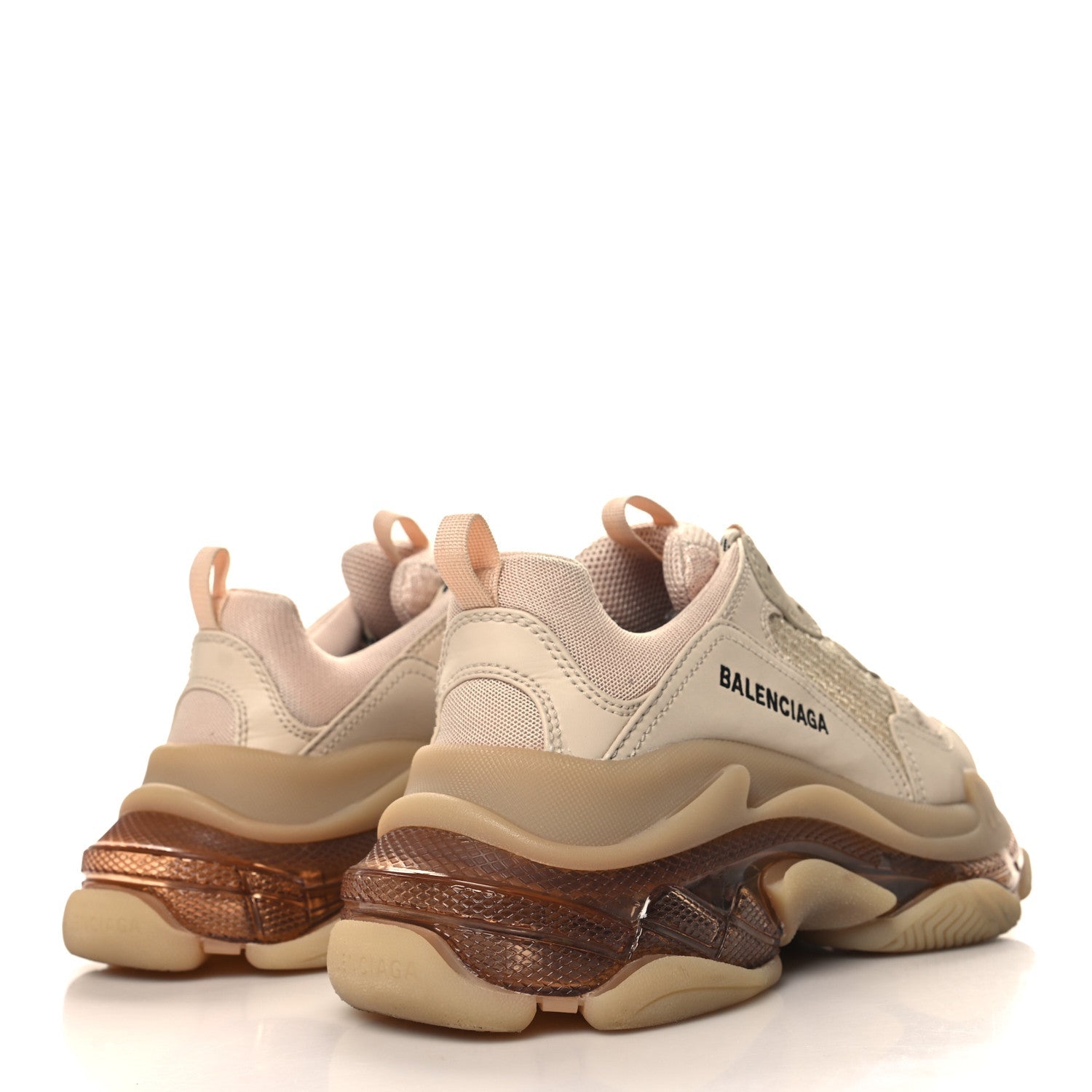 FABRIC MESH CLEAR SOLE WOMENS TRIPLE S SNEAKERS BEIGE