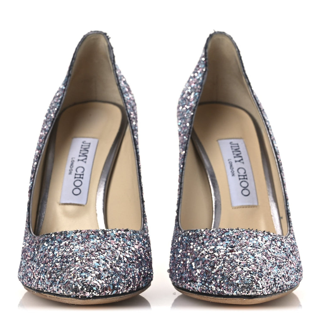 COARSE GLITTER DEGRADE POINTY TOE ROMY 100 PUMPS BUBBLEGUM MULTICOLOR