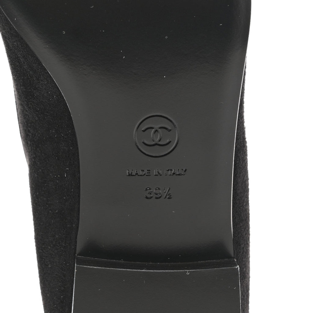 SUEDE KIDSKIN LAMBSKIN PATENT CALFSKIN CAP TOE CC MARY JANE FLATS BLACK