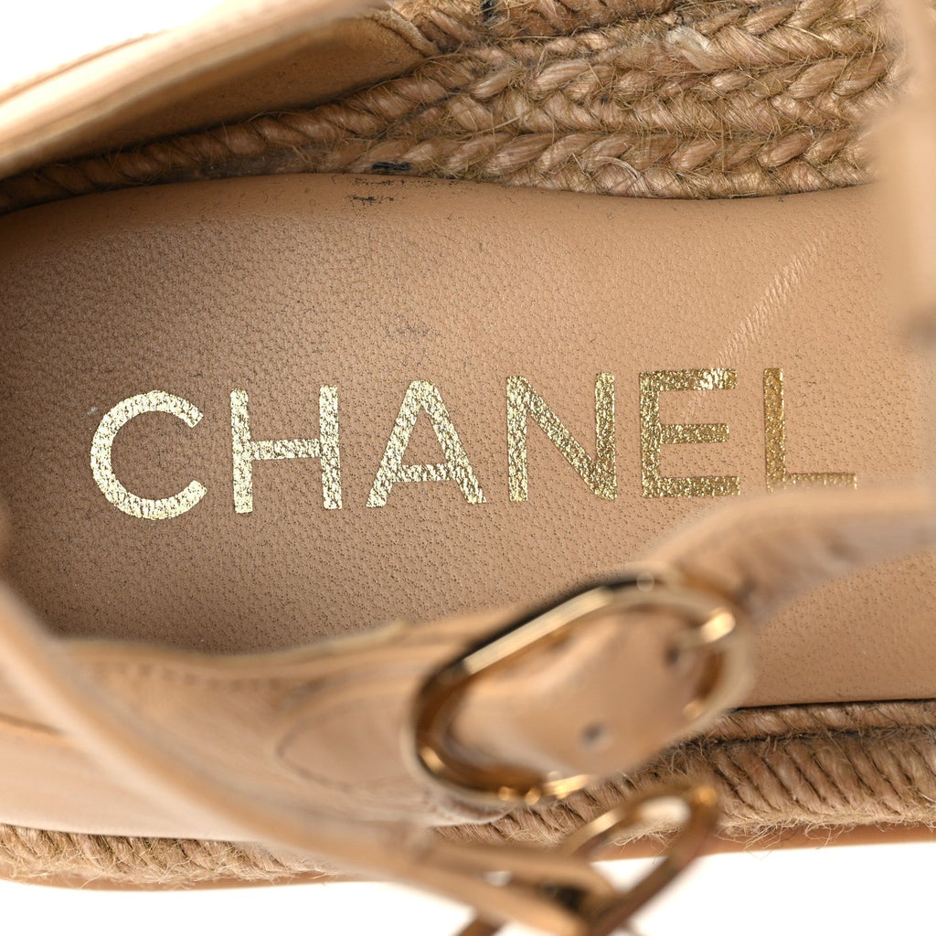 LAMBSKIN ESPADRILLE SANDALS BEIGE
