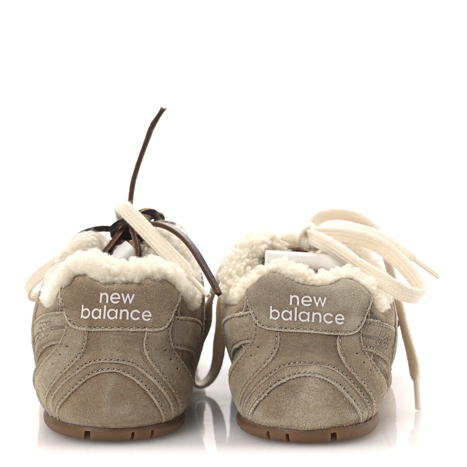 X NEW BALANCE SUEDE SHEARLING 530 SL SNEAKERS BLEACHED ECRU