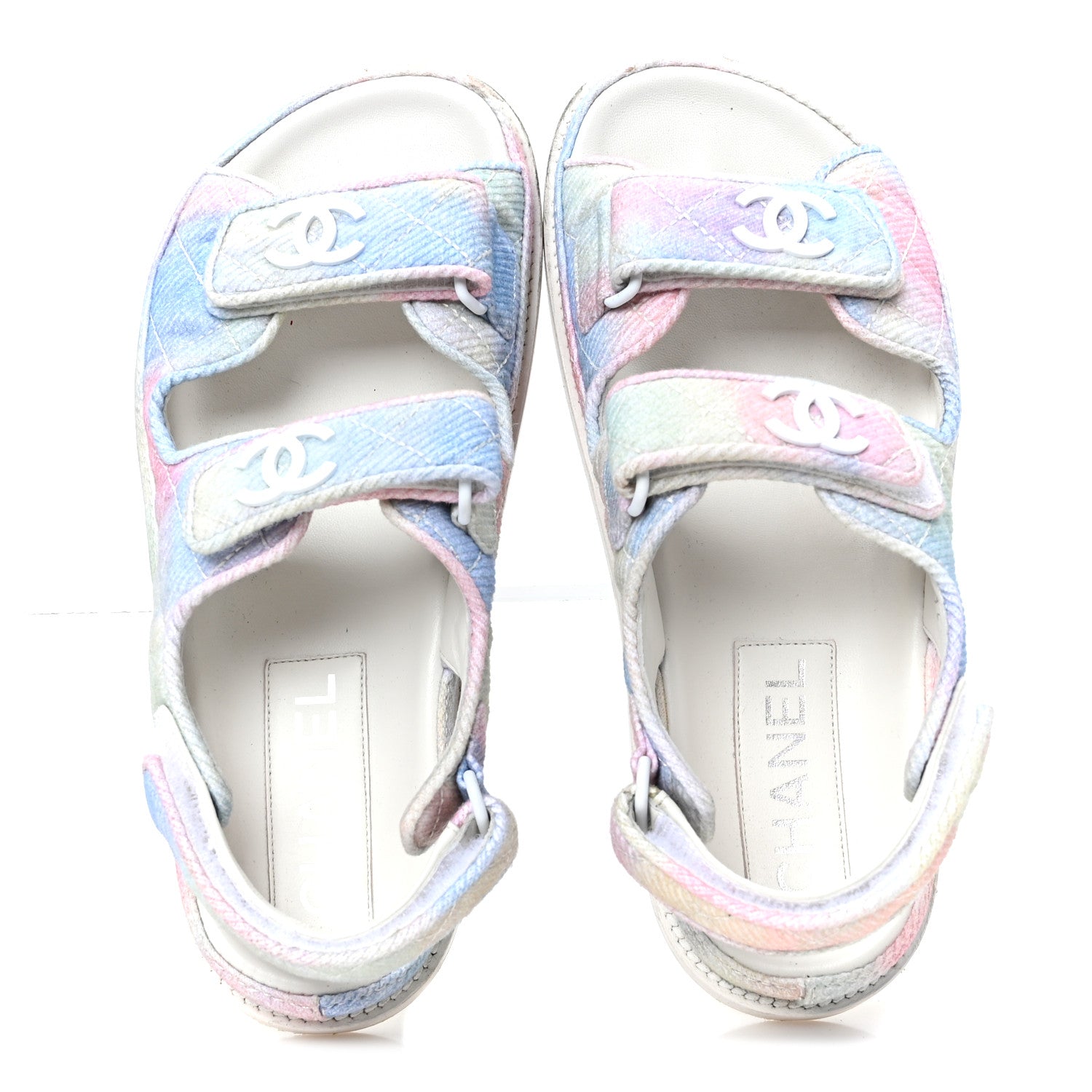 PRINTED FABRIC QUILTED DAD SANDALS GREEN PINK BLUE