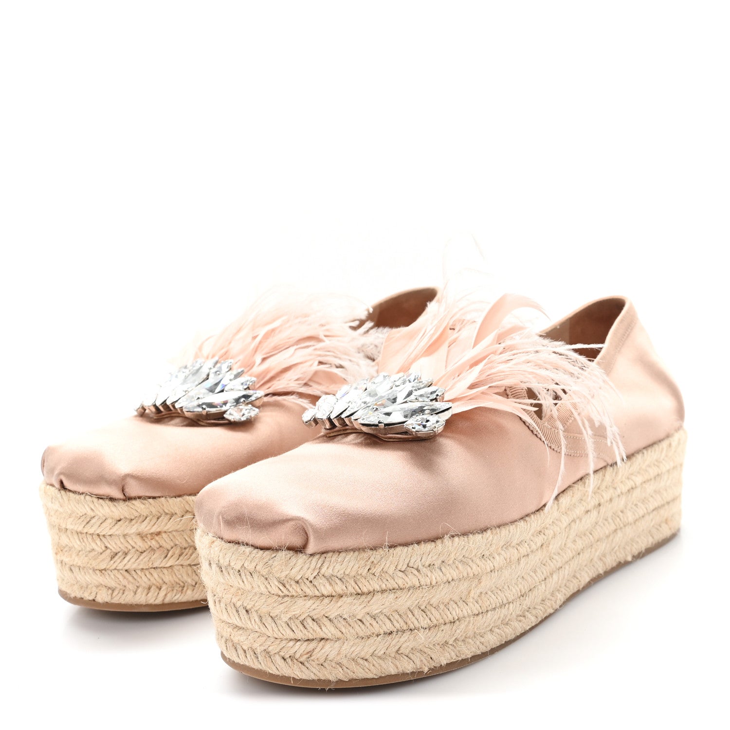 SATIN CRYSTAL PLATFORM ESPADRILLES PINK