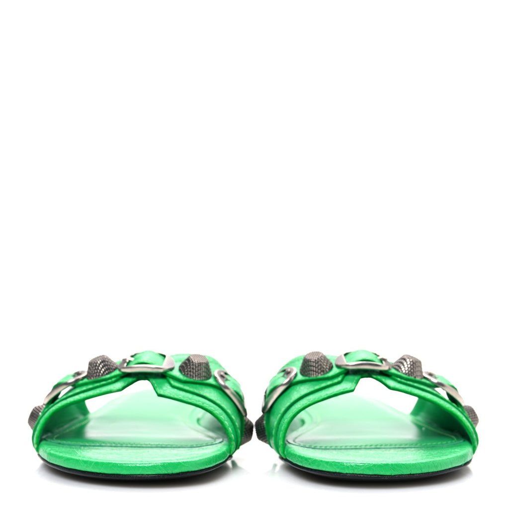 AGNEAU ARENA CAGOLE FLAT SLIDE SANDALS VIVID GREEN