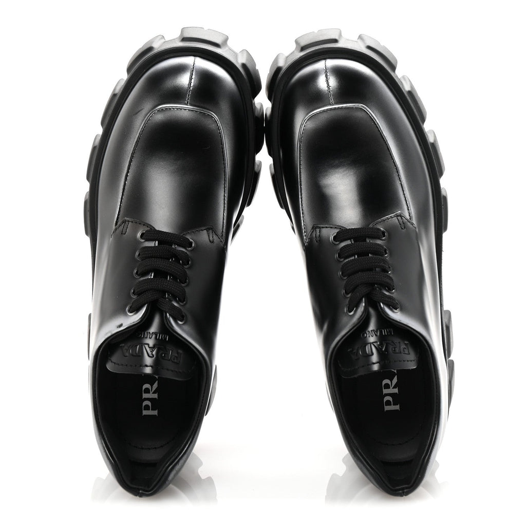 SPAZZOLATO ROIS SFUMATO MONOLITH 55MM DERBY LOAFERS BLACK ARGENTO