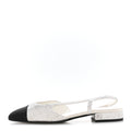 STRASS GROSGRAIN CAP TOE CC SLINGBACK FLATS SILVER BLACK