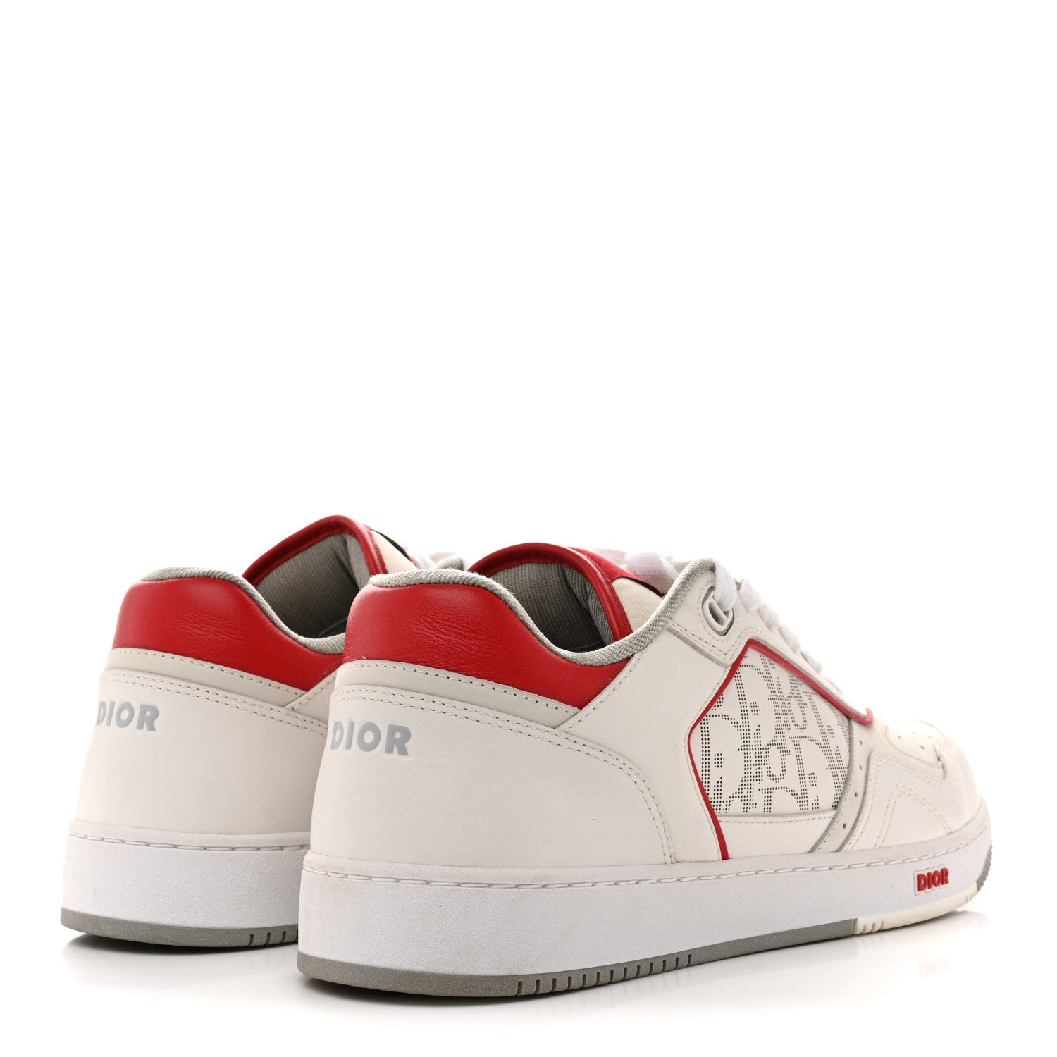 SMOOTH CALFSKIN OBLIQUE GALAXY PERFORATED MENS B27 LOW TOP SNEAKERS WHITE RED