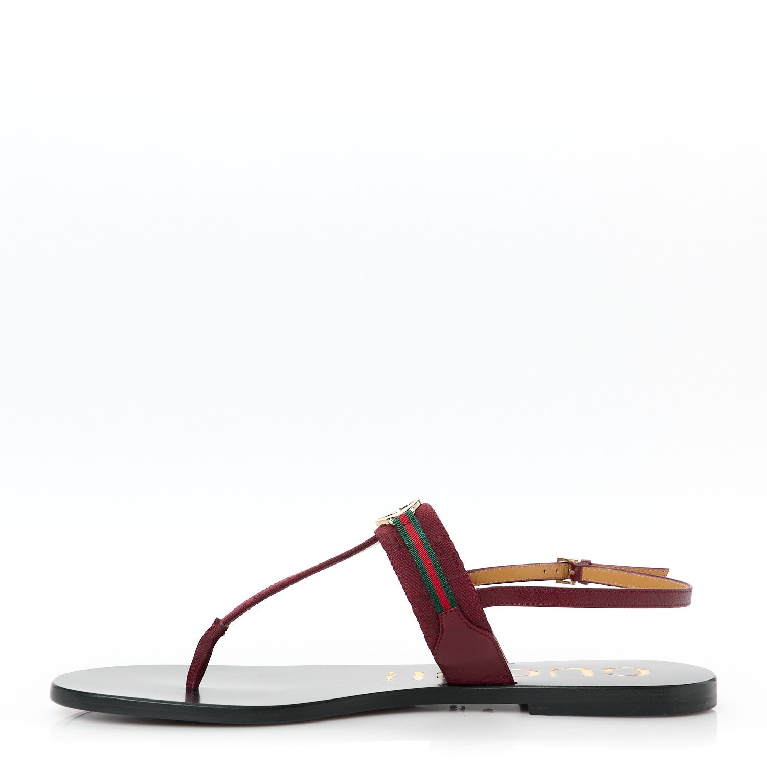 NEW CANVAS GG MALAGA KID WEB INTERLOCKING G WOMENS THONG SANDALS ROSSO ANCORA