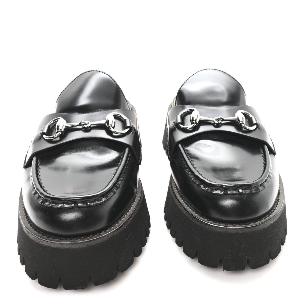 MAGNUM CALFSKIN WOMENS HORSEBIT PLATFORM MULES BLACK