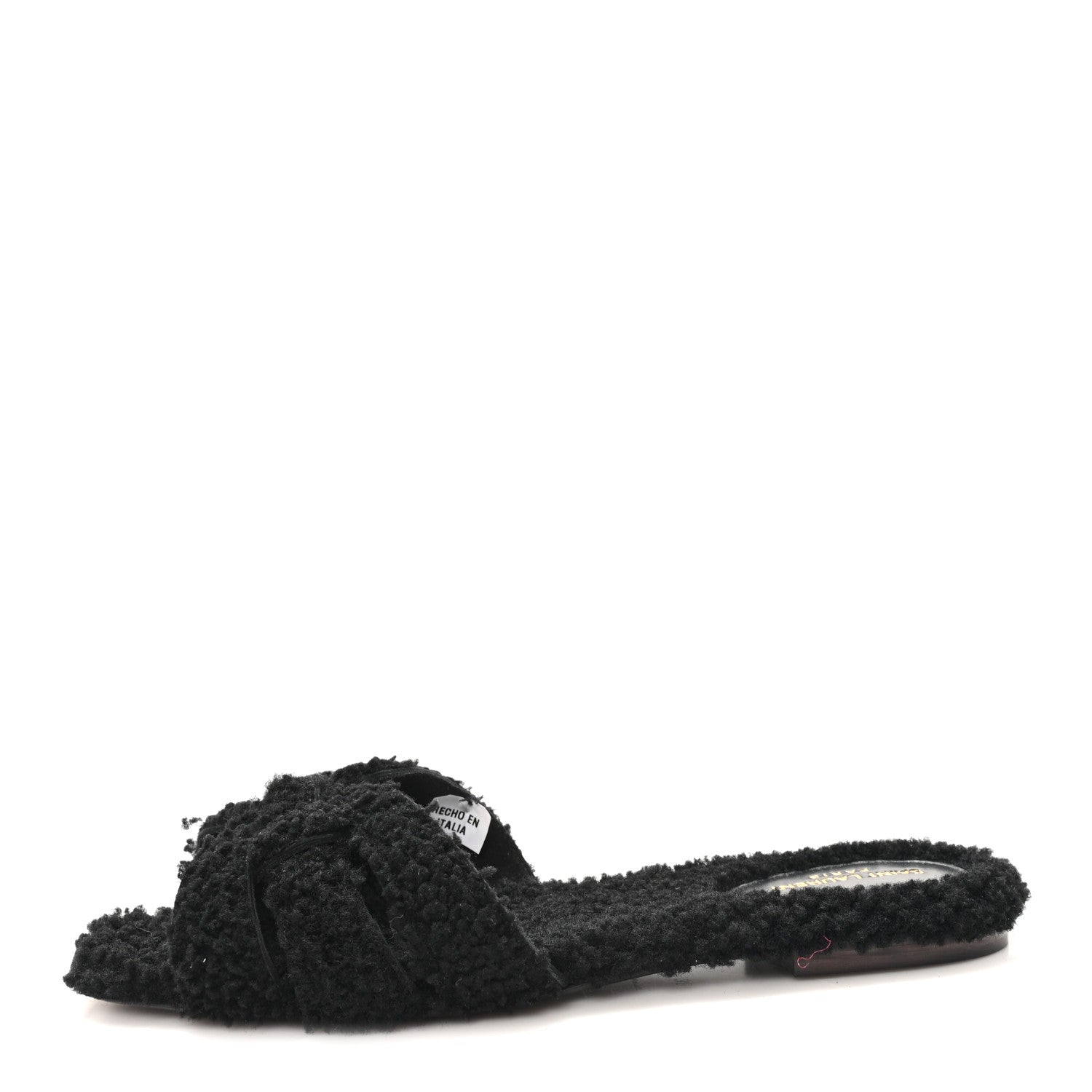 SHEARLING TRIBUTE FLAT MULES BLACK