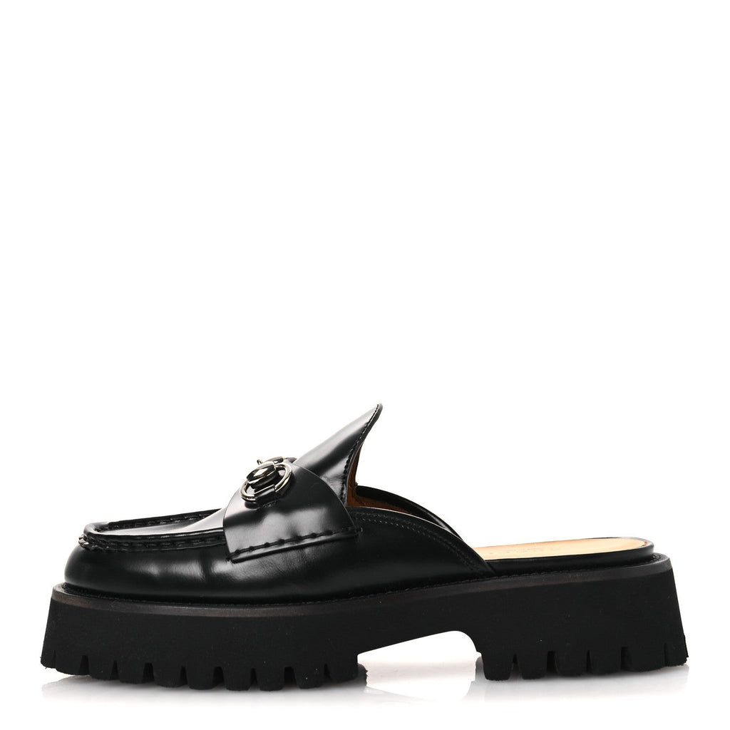 CORDOVAN LUX WOMENS SYLKE HORSEBIT PLATFORM MULES BLACK