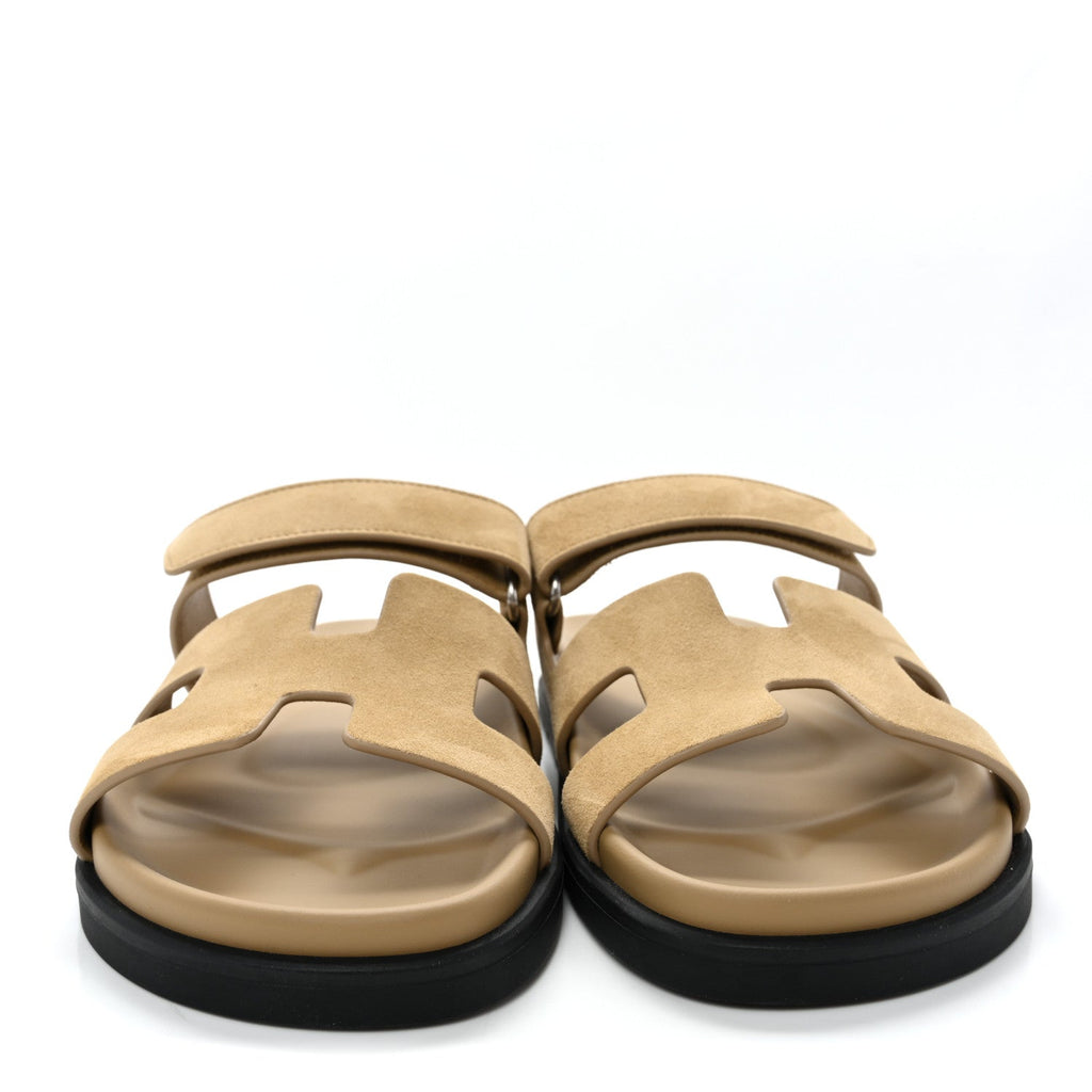 SUEDE GOATSKIN WOMENS CHYPRE SANDALS BEIGE LIN
