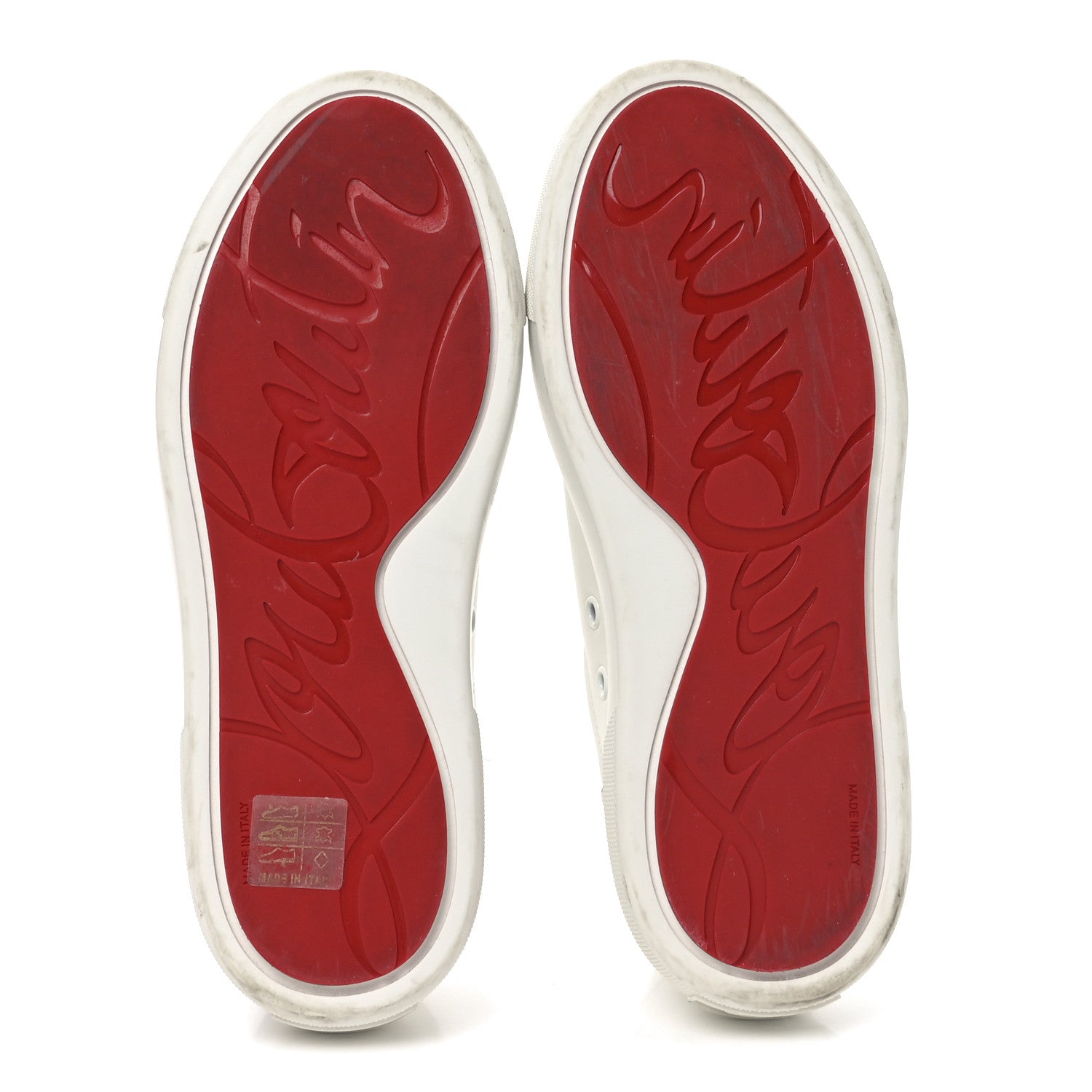 CALFSKIN PATENT VIEIRISSIMA FLAT SNEAKERS WHITE LOUBI