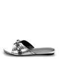 METALLIC ARENA CAGOLE FLAT SLIDE SANDALS SILVER