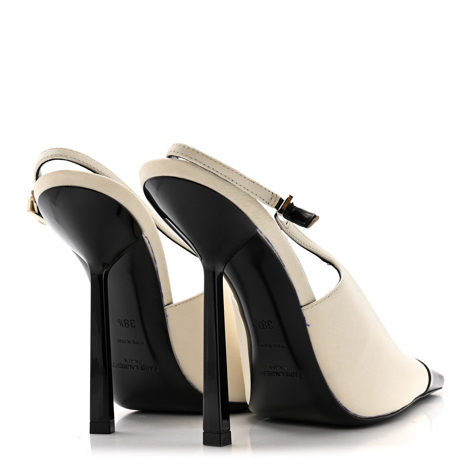 SATIN CALFSKIN INES SLINGBACK PUMPS IVORY BLACK