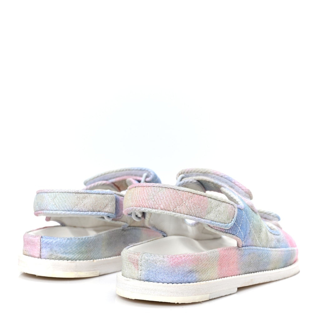 PRINTED FABRIC QUILTED DAD SANDALS GREEN PINK BLUE