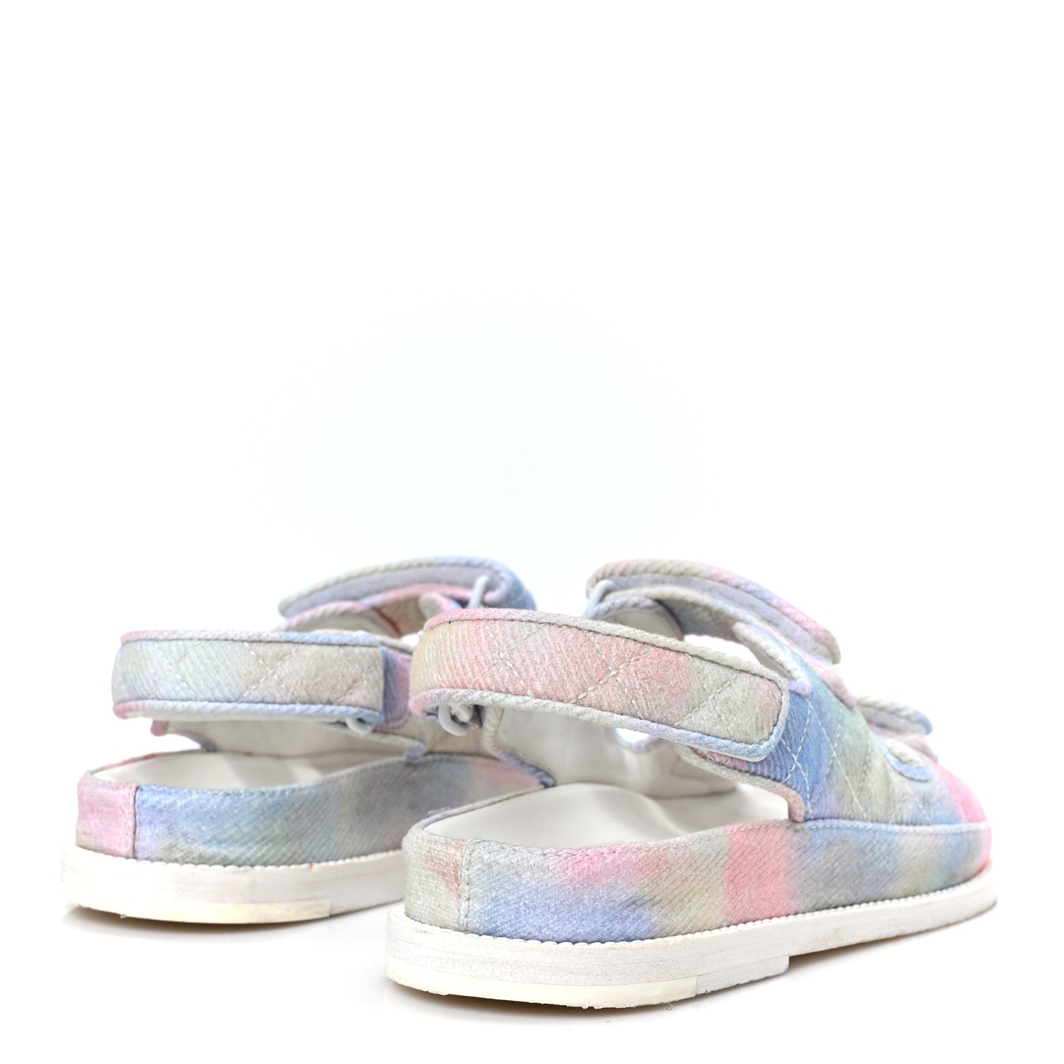 PRINTED FABRIC QUILTED DAD SANDALS GREEN PINK BLUE