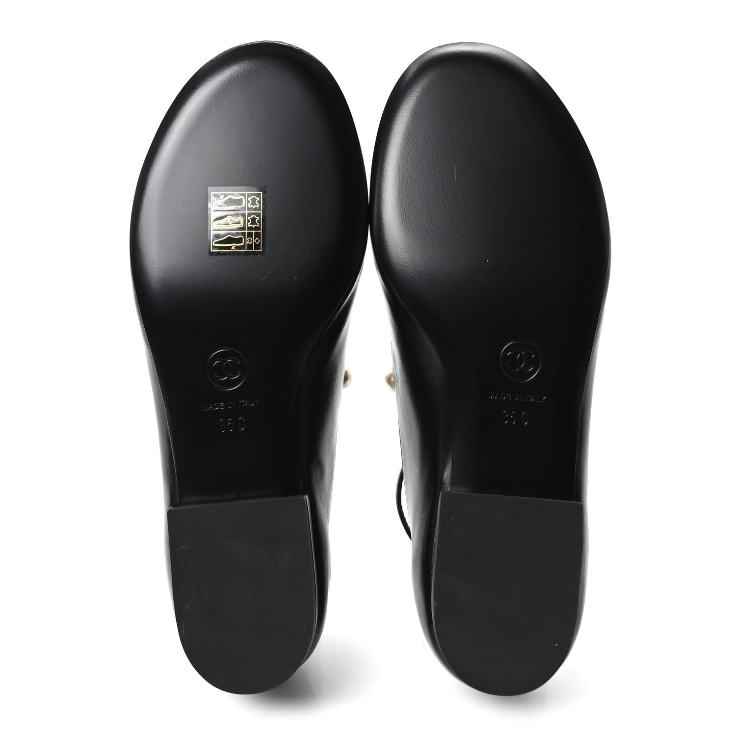 GOATSKIN PEARL MARY JANES FLATS BLACK